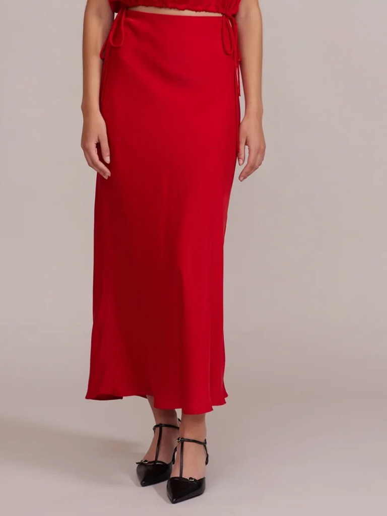 Lucy Paris- Katianna Maxi Skirt Satin Red